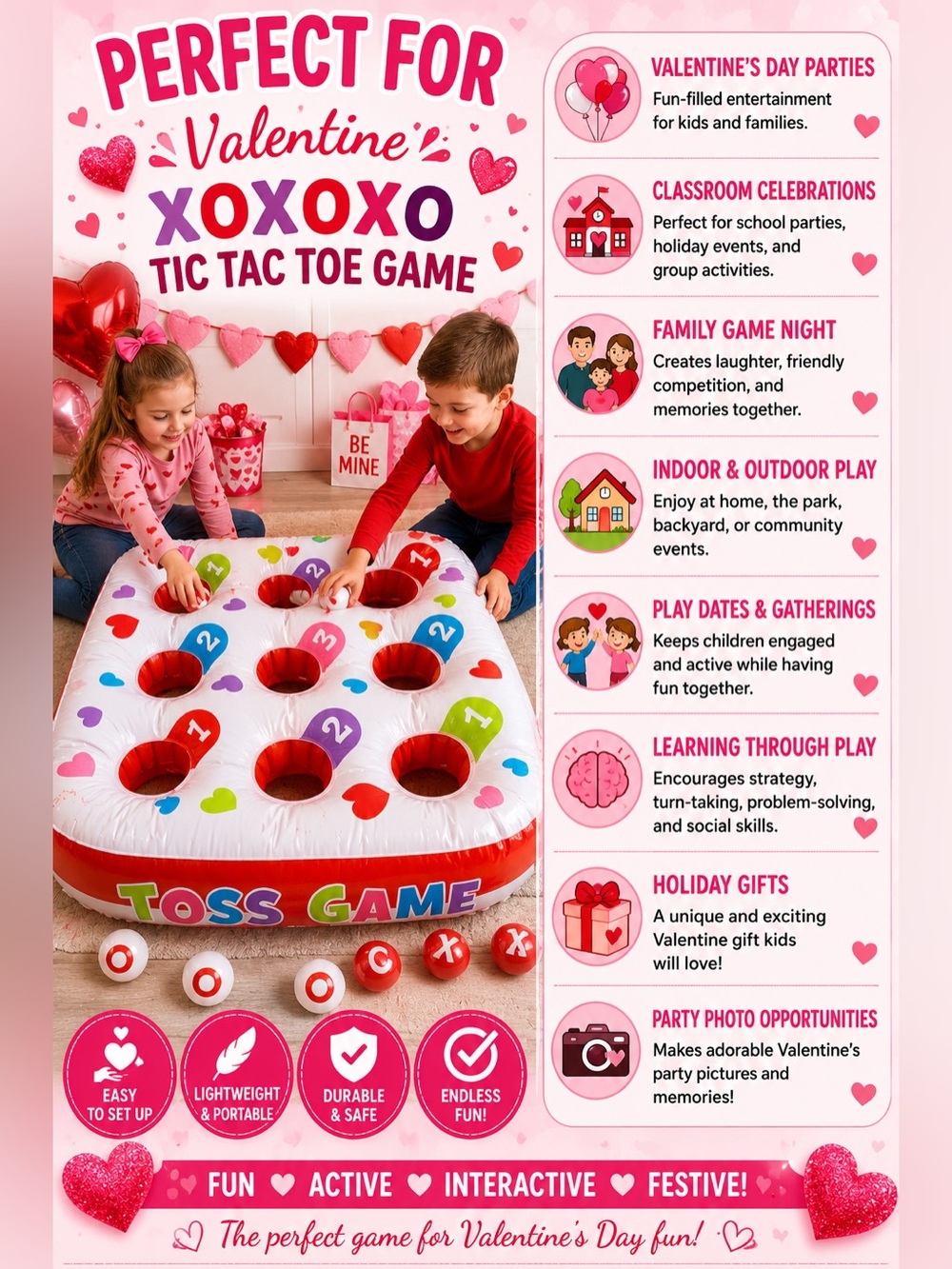 Valentine XOXOXO Tic Tac Toe Inflate Game